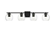 Juelz 4-Light Bathroom Vanity Light Sconce in Black and Clear