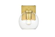 Juelz 1-Light Bathroom Vanity Light Sconce in Brass and Clear