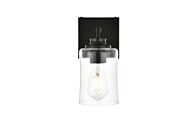 Ronnie 1-Light Bathroom Vanity Light Sconce in Black and Clear