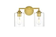 Mayson 2-Light Bathroom Vanity Light Sconce in Brass and Clear