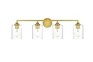 Mayson 4-Light Bathroom Vanity Light Sconce in Brass and Clear