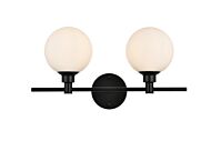 Cordelia 2-Light Bathroom Vanity Light Sconce in Black and frosted white