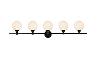 Cordelia 5-Light Bathroom Vanity Light Sconce in Black and frosted white