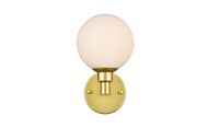 Cordelia 1-Light Bathroom Vanity Light Sconce in Brass and frosted white