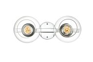 Rogelio 2-Light Bathroom Vanity Light Sconce in Chrome and Clear