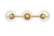 Rogelio 3-Light Bathroom Vanity Light Sconce in Brass and Clear