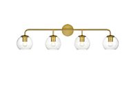 Genesis 4-Light Bathroom Vanity Light Sconce in Brass and Clear