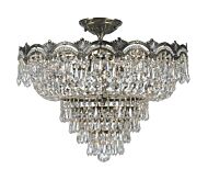 Crystorama Majestic 5 Light 22 Inch Ceiling Light in Historic Brass with Clear Hand Cut Crystals