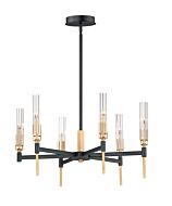 Maxim Flambeau 6 Light Transitional Chandelier in Black and Antique Brass