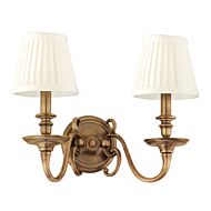 Hudson Valley Charleston 2 Light 13 Inch Wall Sconce in Aged Brass