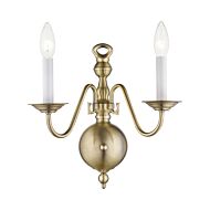 Williamsburgh 2-Light Wall Sconce in Antique Brass