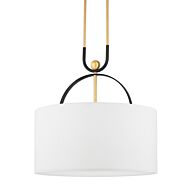 Campbell Hall 3-Light Pendant in Aged Brass with Black Brass Combo