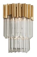 Charisma 2-Light Wall Sconce in Gold Leaf with Polished Stainless