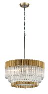 Corbett Charisma 10 Light Pendant Light in Gold Leaf With Polished Stainless