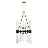 Santiago 6-Light Pendant in Matte Black with Warm Brass Accents