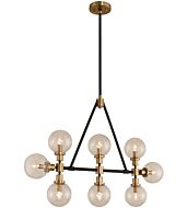 Kalco Cameo 8 Light Pendant Light in Matte Black Finish with Brushed Pearlized Brass