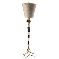 Flambeau 1-Light Buffet Lamp in Black and cream striped w with gold and silver leafs