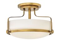 Hinkley Harper 3-Light Semi-Flush Ceiling Light In Heritage Brass