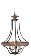 Craftmade Ashwood 5 Light 26 Inch Pendant Light in Textured Black with Whiskey Barrel