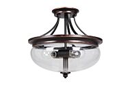 Craftmade Stafford 3 Light 15 Inch Ceiling Light in Aged Bronze with Textured Black