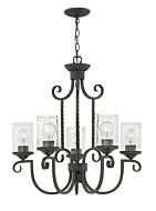Hinkley Casa 5-Light Pendant In Olde Black With Clear Seedy Glass