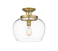 Z-Lite Joliet 1-Light Semi Flush Mount Ceiling Light In Olde Brass