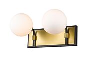 Z-Lite Parsons 2-Light Bathroom Vanity Light In Matte Black With Olde Brass