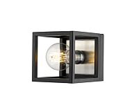 Z-Lite Kube 1-Light Wall Sconce In Matte Black With Brushed Nickel