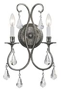 Crystorama Ashton 2 Light 19 Inch Wall Sconce in Olde Silver with Clear Hand Cut Crystals