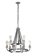 Craftmade Randolph 9 Light Transitional Chandelier in Flat Black with Brushed Polished Nickel