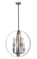 Craftmade Randolph 6 Light 24 Inch Foyer Light in Flat Black with Brushed Polished Nickel