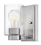 Hinkley Miley 1-Light Bathroom Vanity Light In Brushed Nickel With Clear Glass