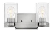 Hinkley Miley 2-Light Bathroom Vanity Light In Brushed Nickel With Clear Glass