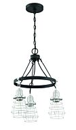 Craftmade Thatcher 3 Light Transitional Chandelier in Flat Black with Brushed Polished Nickel