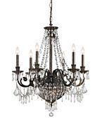 Crystorama Vanderbilt 6 Light 31 Inch Traditional Chandelier in English Bronze with Clear Hand Cut Crystals