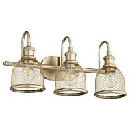 Quorum Omni 3 Light 11 Inch Bathroom Vanity Light in Aged Brass