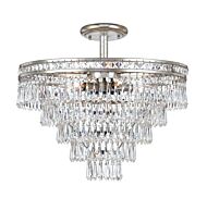 Crystorama Mercer 6 Light 20 Inch Ceiling Light in Olde Silver with Hand Cut Crystal Crystals