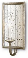 Twilight 1-Light Wall Sconce in Harlow Silver Leaf with Antique Mirror