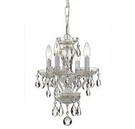 Crystorama Traditional Crystal 4 Light 15 Inch Mini Chandelier in Wet White with Clear Hand Cut Crystals