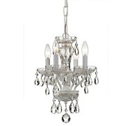 Crystorama Traditional Crystal 4 Light 15 Inch Mini Chandelier in Wet White with Clear Swarovski Strass Crystals