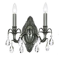 Crystorama Dawson 2 Light 10 Inch Wall Sconce in Pewter with Clear Swarovski Strass Crystals