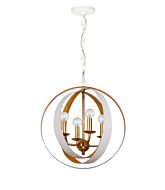Crystorama Luna 4 Light Mini Chandelier in Matte White And Antique Gold