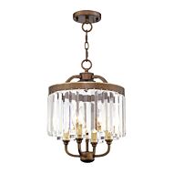 Ashton 4-Light Mini Chandelier with Ceiling Mount in Hand Applied Palacial Bronze