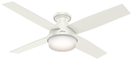 Hunter Dempsey 2 Light 52 Inch LED Indoor Flush Mount Ceiling Fan in Fresh White