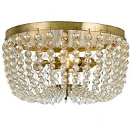 Crystorama Rylee 3 Light 13 Inch Ceiling Light in Antique Gold with Hand Cut Crystal Beads Crystals