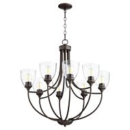 Quorum Enclave 8 Light 29 Inch Transitional Chandelier in Oiled Bronze with