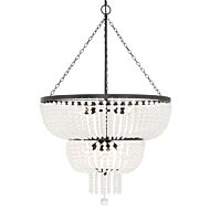 Crystorama Rylee 8 Light 37 Inch Chandelier in Matte Black with Frosted Glass Beads Crystals
