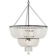 Crystorama Rylee 12 Light 46 Inch Chandelier in Matte Black with Frosted Glass Beads Crystals