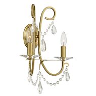 Crystorama Othello 2 Light Wall Sconce in Vibrant Gold with Swarovski Strass Crystal Crystals