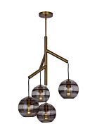 Tech Sedona Contemporary Chandelier in Aged Brass and Transparent Smoke